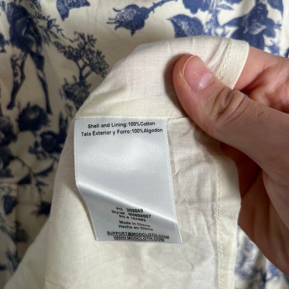 ModCloth Enchanted Meadow Toile Dress in Blue Toile Cottagecore Prairie XL New - Picture 4 of 7